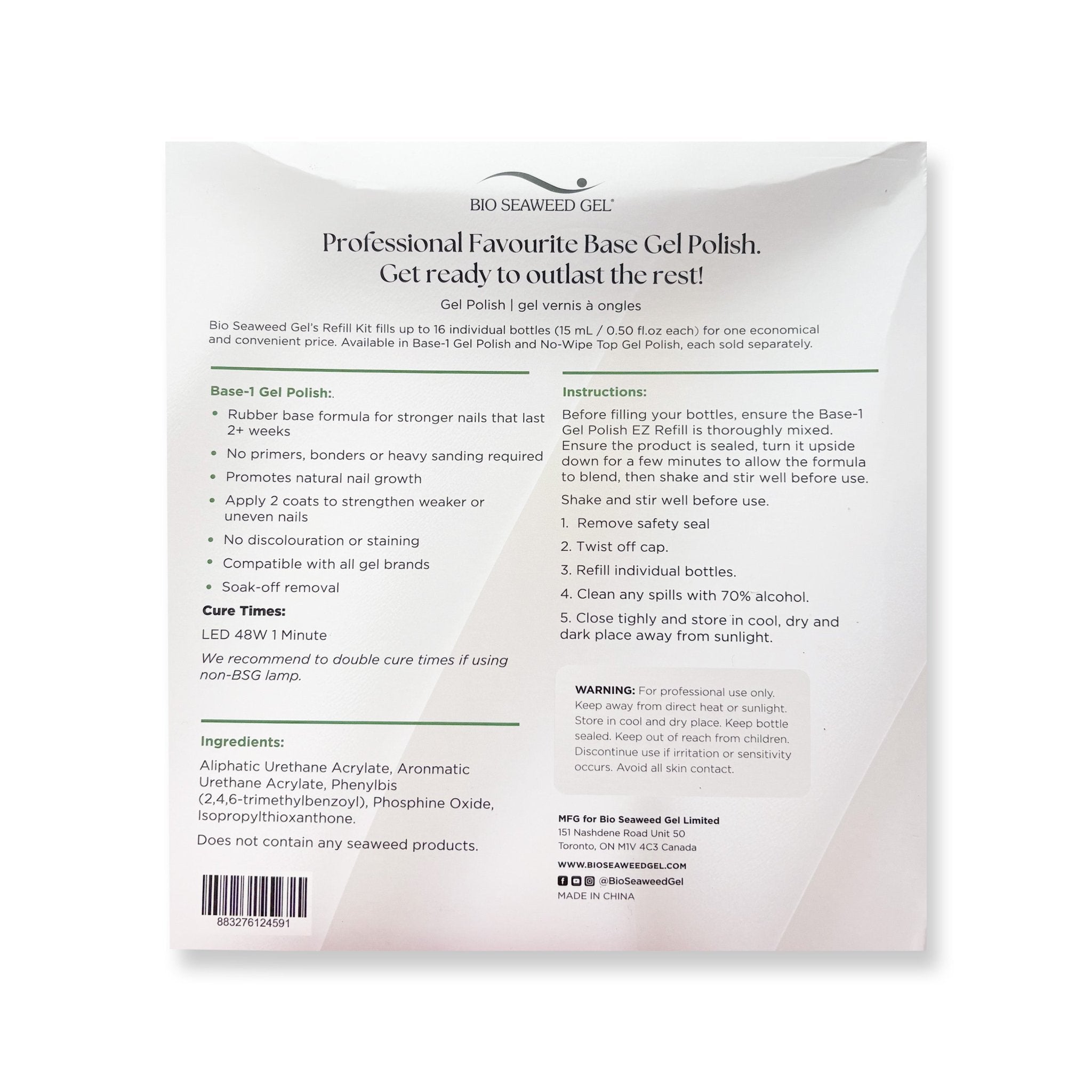 Base - 1 Gel Polish EZ Refill Kit - Bio Seaweed Gel Canada
