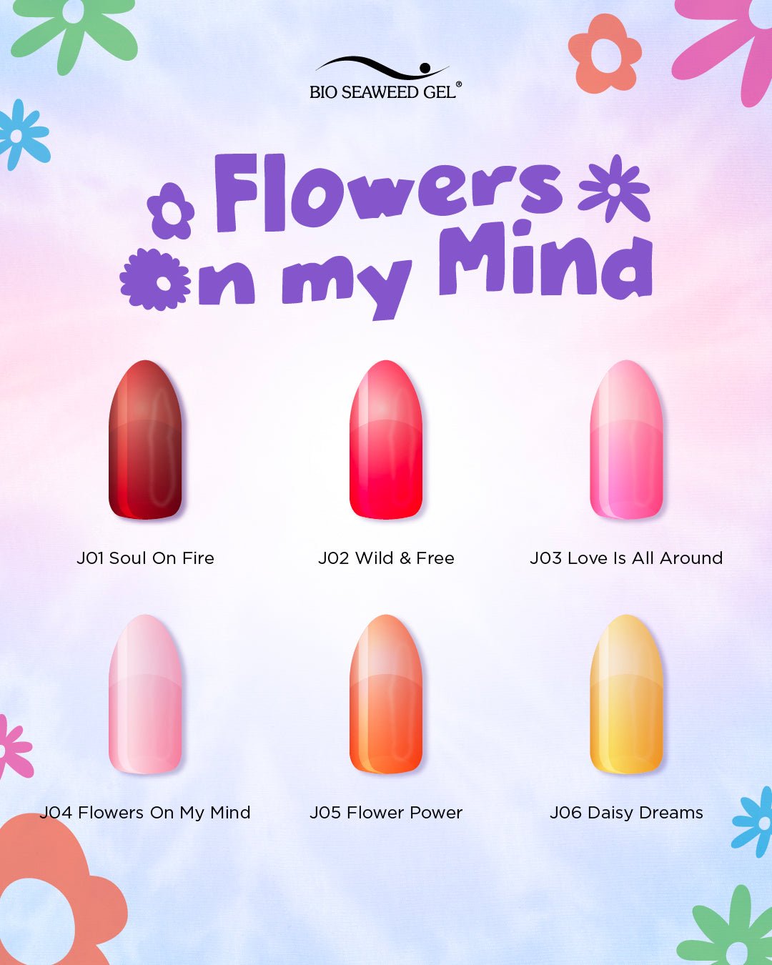 Flowers On My Mind Collection J01 - J12 - Bio Seaweed Gel Canada