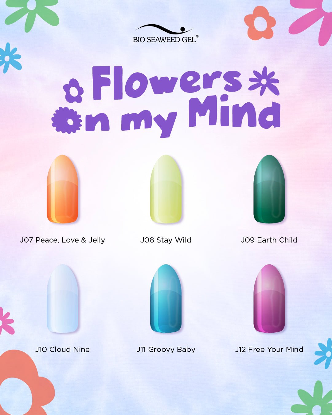 Flowers On My Mind Collection J01 - J12 - Bio Seaweed Gel Canada