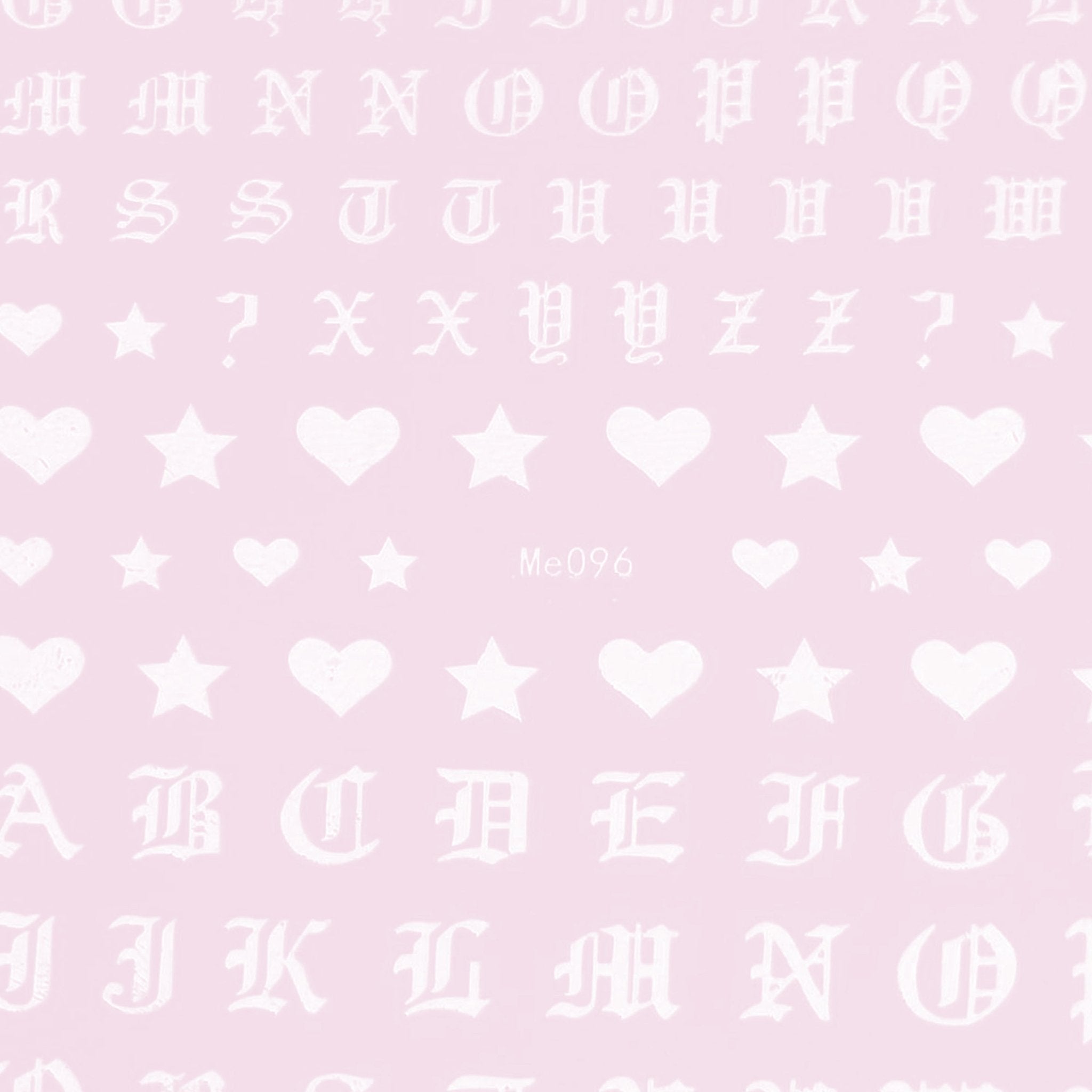 Gothic Letters with Hearts and Stars Nail Art Stickers - Bio Seaweed Gel Canada