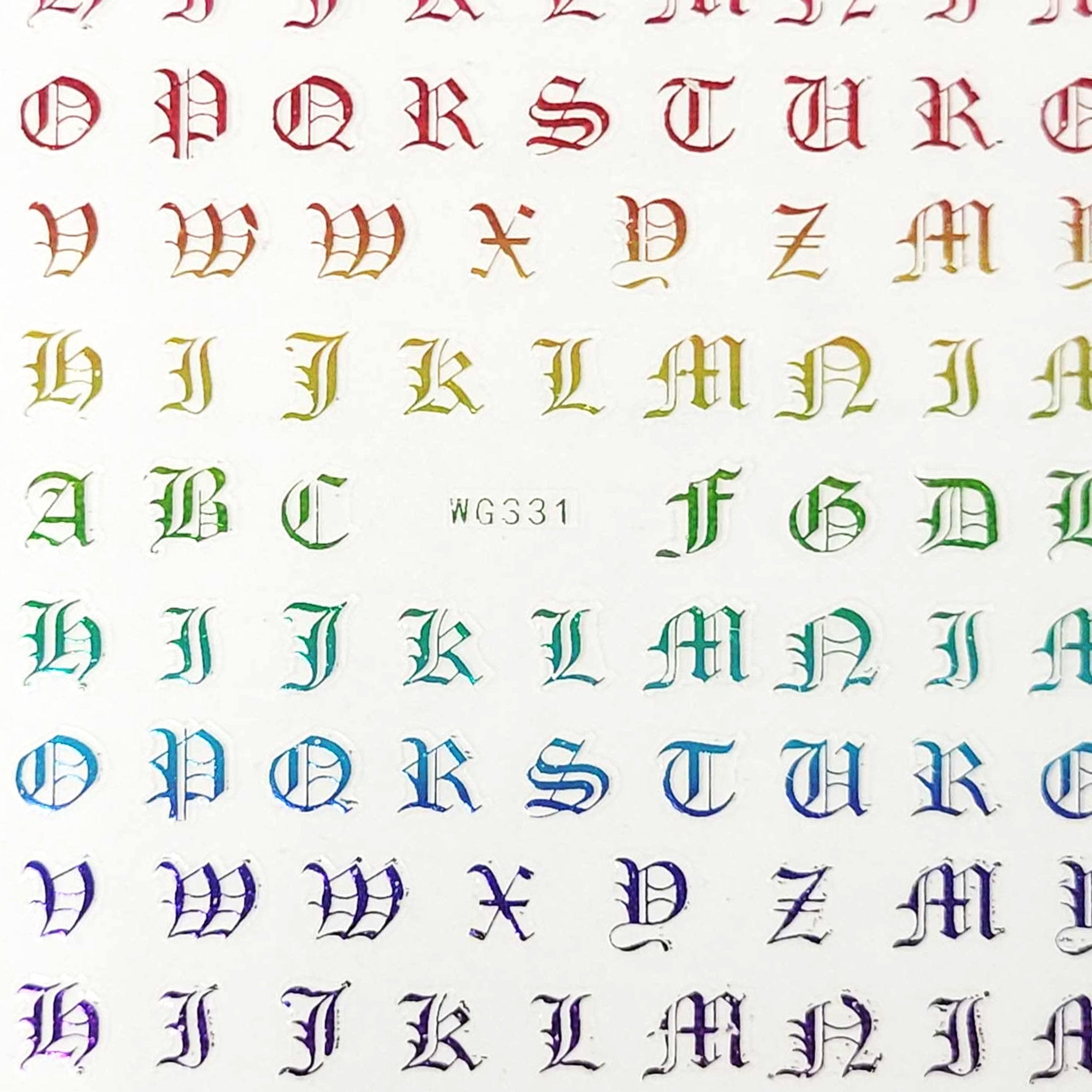 Old English Letters Nail Art Stickers - Bio Seaweed Gel Canada