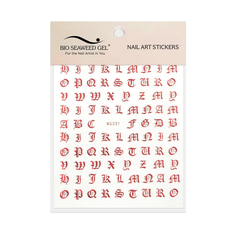 Old English Letters Nail Art Stickers - Bio Seaweed Gel Canada